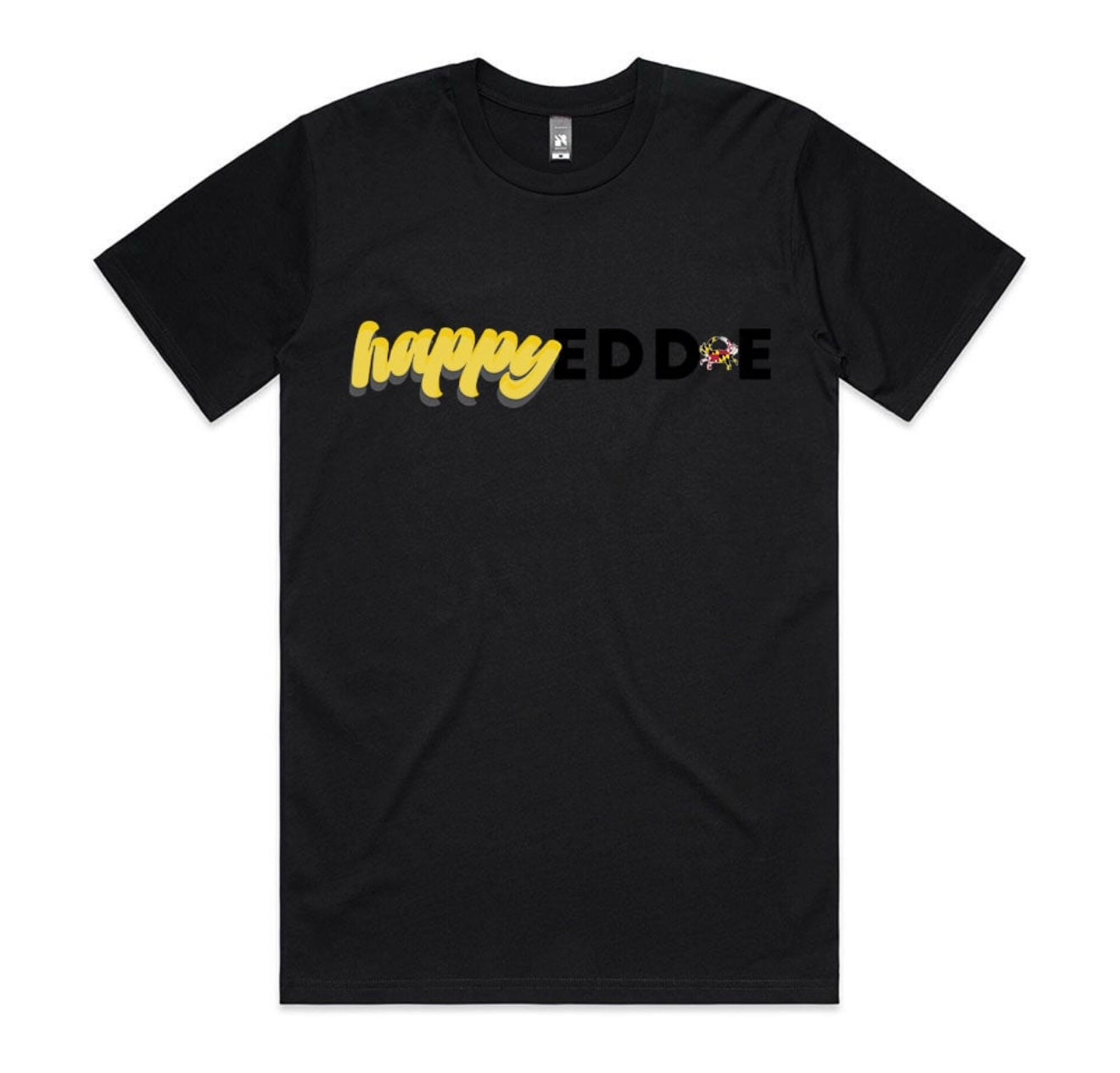 Happy Eddie Script T-shirt MARYLAND Crab - Black/Yellow/Red (Juneteenth Edition, BHM)